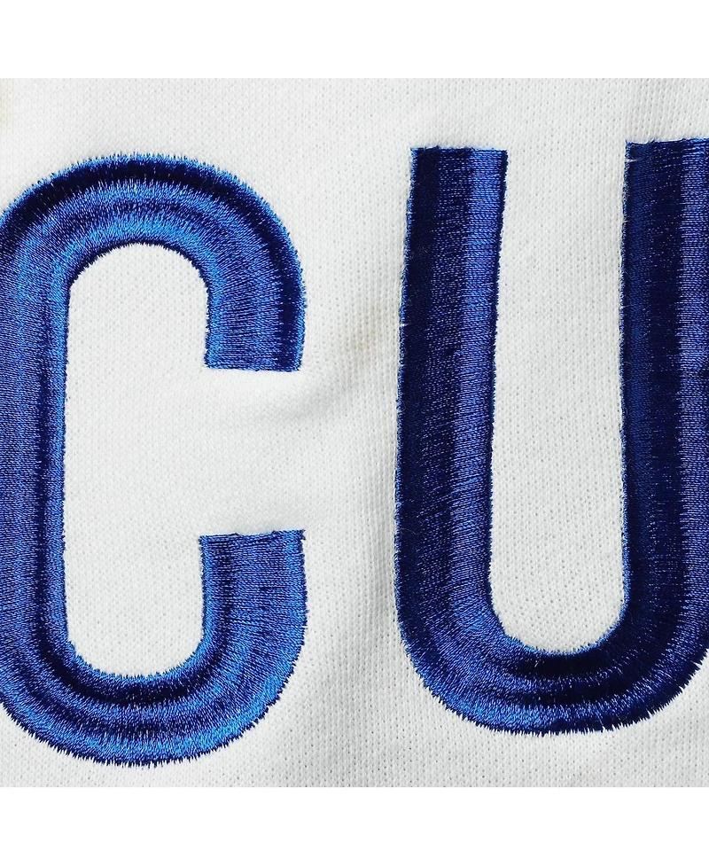 Women's Mitchell & Ness Royal Chicago Cubs Color Block 2.0 Pullover Sweatshirt