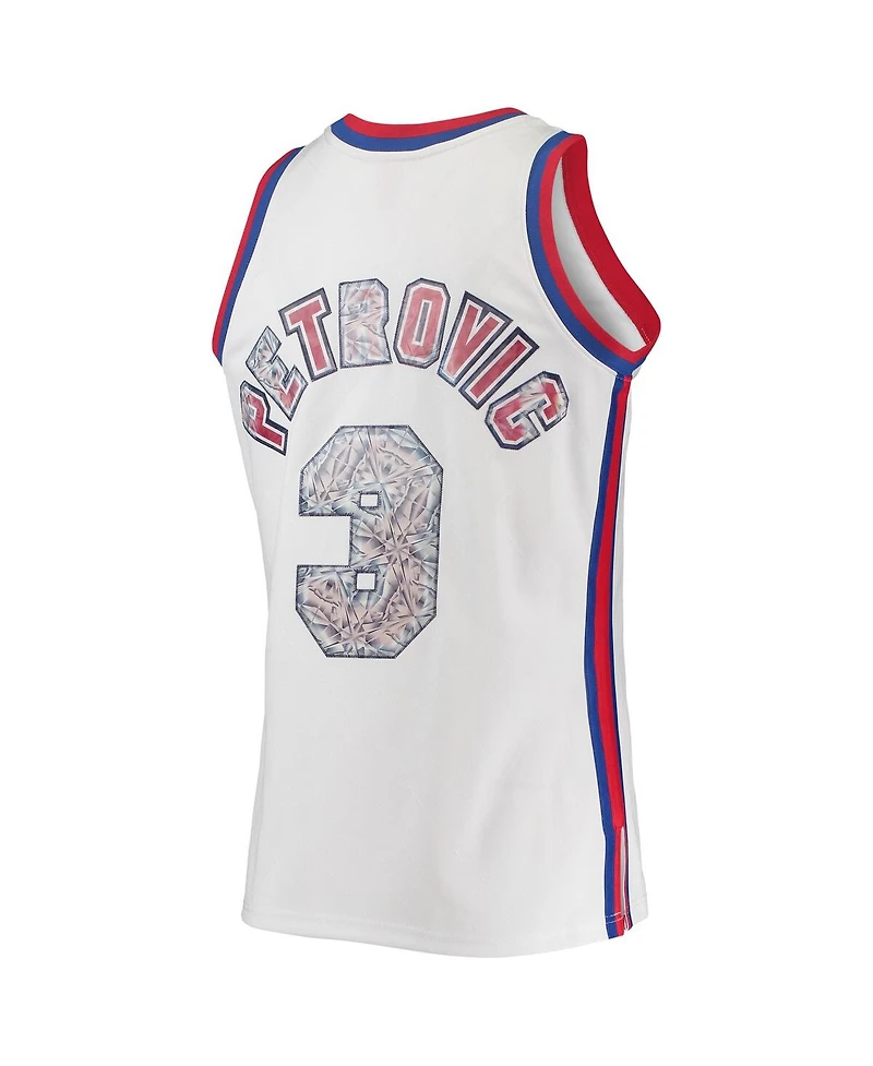 Men's Mitchell & Ness Drazen Petrovic White New Jersey Nets 1996-97 Hardwood Classics Nba 75th Anniversary Diamond Swingman