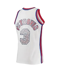 Men's Mitchell & Ness Drazen Petrovic White New Jersey Nets 1996-97 Hardwood Classics Nba 75th Anniversary Diamond Swingman