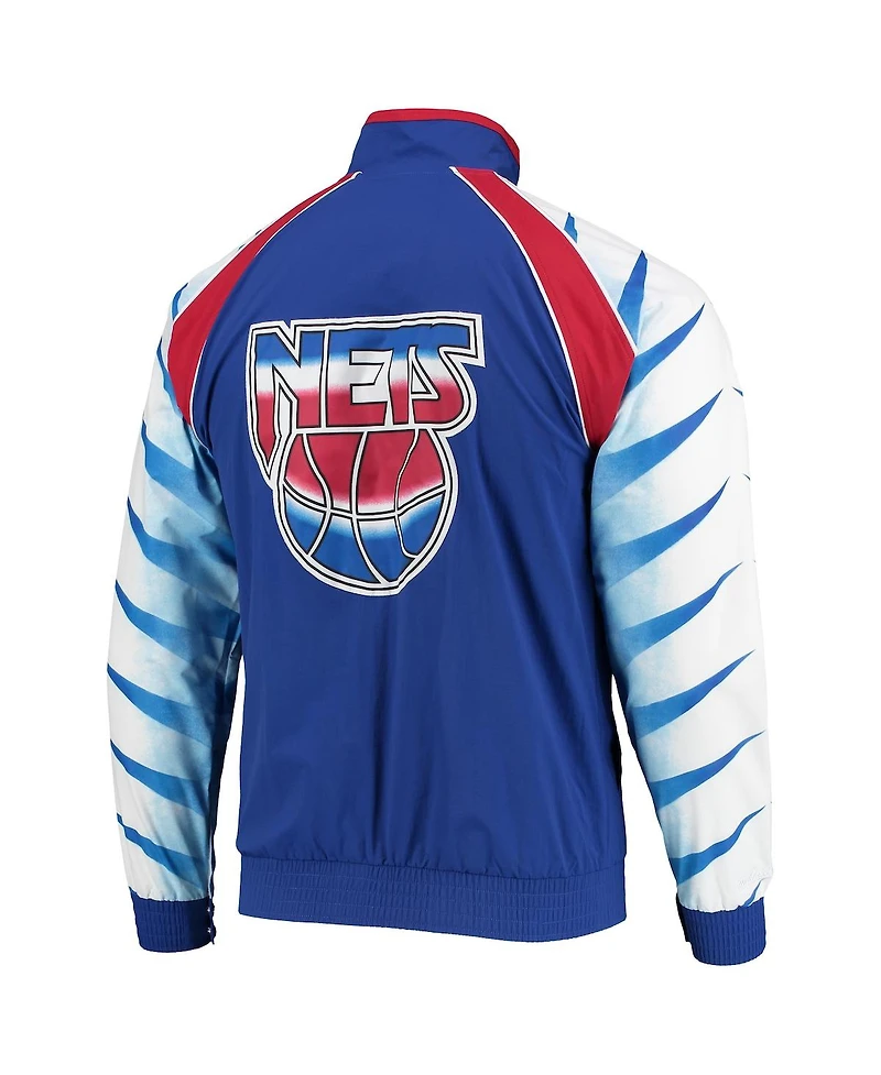 Men's Mitchell & Ness Blue New Jersey Nets Hardwood Classics Authentic Warm-Up Raglan Full-Zip Jacket