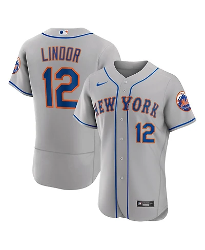 Men's Nike Francisco Lindor Gray New York Mets Road Authentic Player Jersey