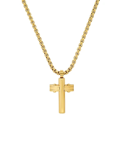 Steeltime Men's 18k Gold Plated Stainless Steel Cross Pendant
