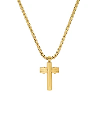 Steeltime Men's 18k Gold Plated Stainless Steel Cross Pendant