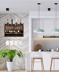 Enjoy Wine Wall Mounted Wine Rack with Wine Glasses, Set of 5