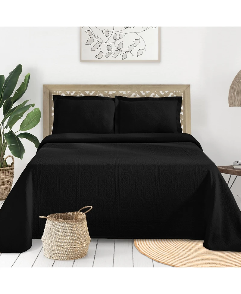 Superior 100% Cotton Fleur De Lis Medallion All-Season 2-Piece Coverlet Set, Twin