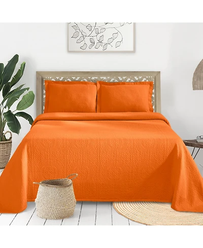 Superior 100% Cotton Fleur De Lis Medallion All-Season 2-Piece Coverlet Set, Twin