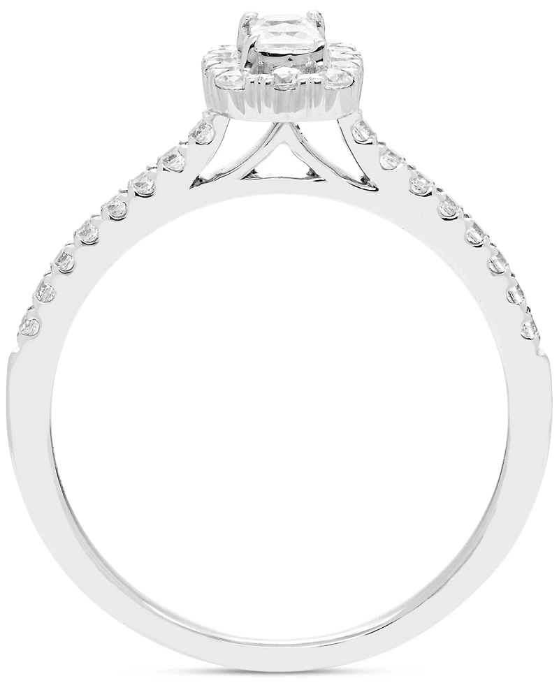 Diamond Princess Halo Engagement Ring (1/2 ct. t.w.) in 14k White Gold