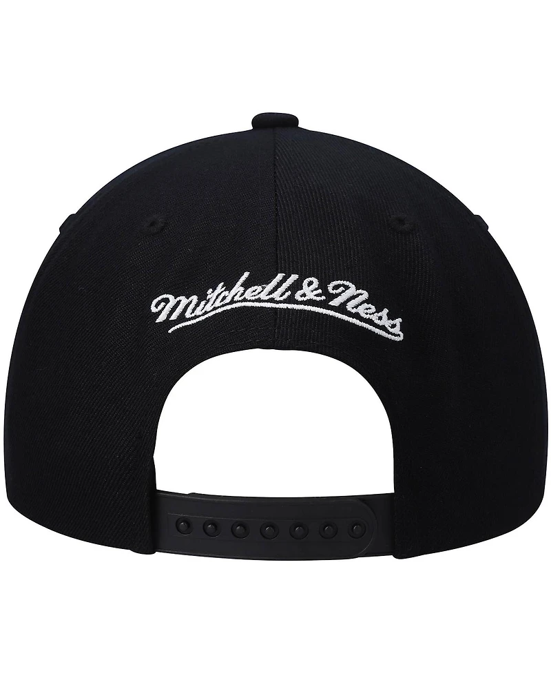 Men's Mitchell & Ness Black La Clippers Hardwood Classics Script 2.0 Snapback Hat