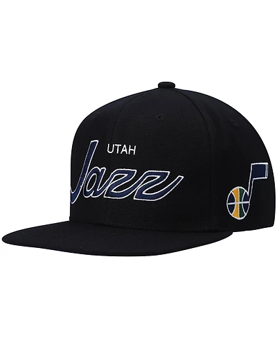 Men's Mitchell & Ness Black Utah Jazz Hardwood Classics Script 2.0 Snapback Hat