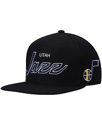 Men's Mitchell & Ness Black Utah Jazz Hardwood Classics Script 2.0 Snapback Hat