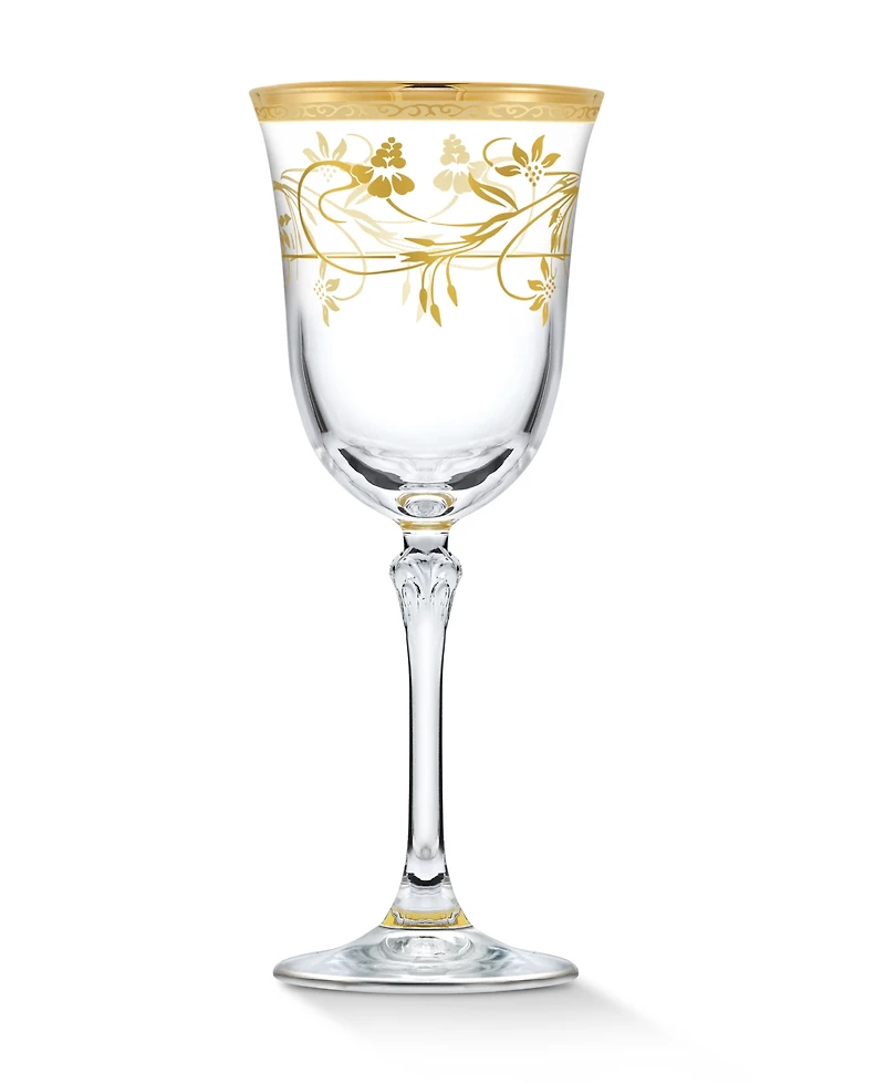 Lorren Home Trends 4 Piece Rosalia Flower White Wine Set