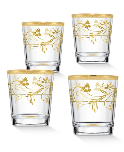 Lorren Home Trends 4 Piece Rosalia Flower Double Old Fashion Set