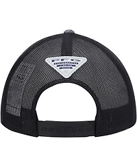Men's Columbia Heathered Charcoal, Black Pfg Fish Flag Coolmax Trucker Snapback Hat