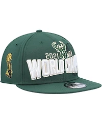 Boys and Big Girls New Era Hunter Green Milwaukee Bucks 2021 Nba Finals Champions On The Court 9FIFTY Snapback Hat