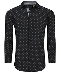 Men's Business Geometric Long Sleeve Button Down Shirt