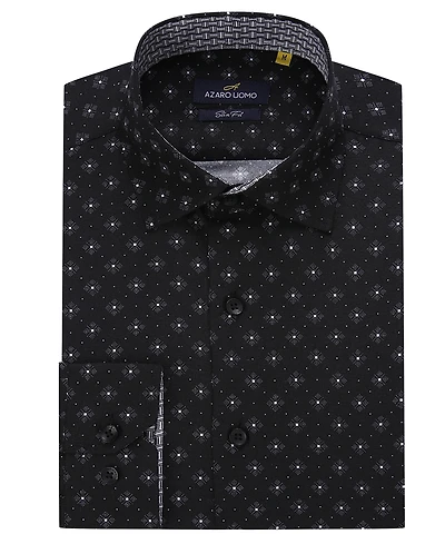 Men's Business Geometric Long Sleeve Button Down Shirt