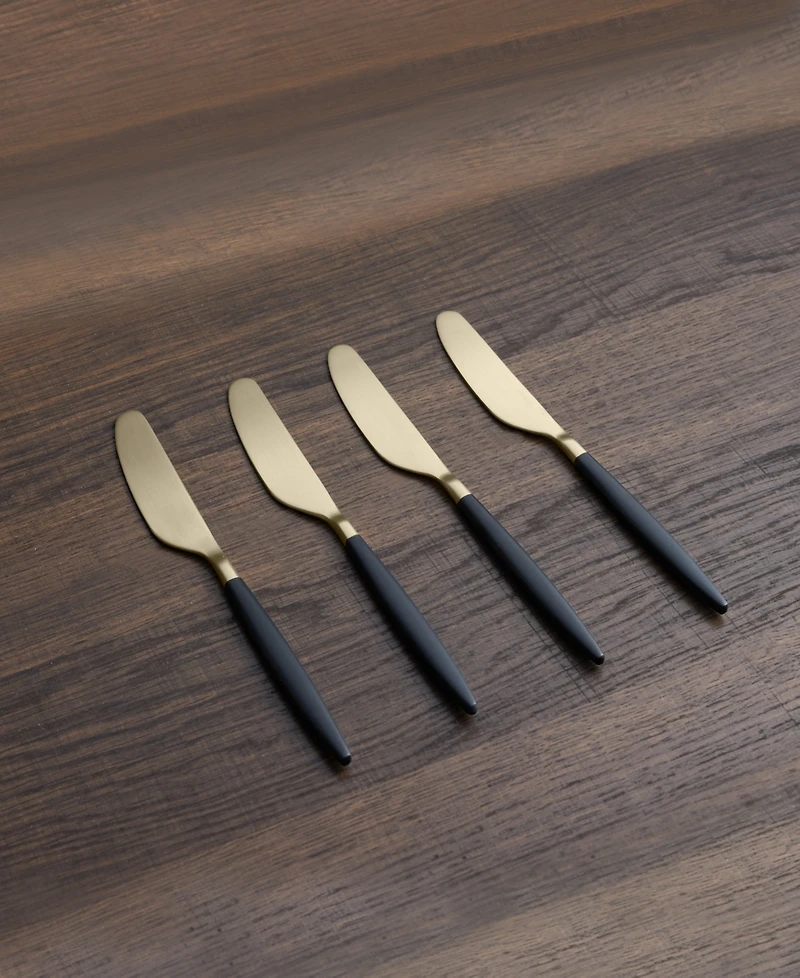 Cambridge Silversmiths Gaze Two Tone Black-Gold Satin Spreaders Set, 4 Piece