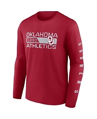 Men's Fanatics Crimson Oklahoma Sooners Broad Jump 2-Hit Long Sleeve T-shirt