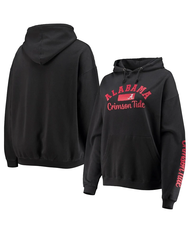 Women's Pressbox Black Alabama Crimson Tide Rock n Roll Super Oversized Pullover Hoodie