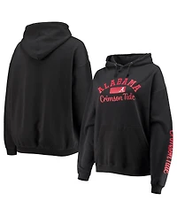 Women's Pressbox Black Alabama Crimson Tide Rock n Roll Super Oversized Pullover Hoodie