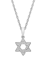 Wrapped Diamond Star of David 18" Pendant Necklace (1/10 ct. t.w.) in 10k White or Yellow Gold, Created for Macy's