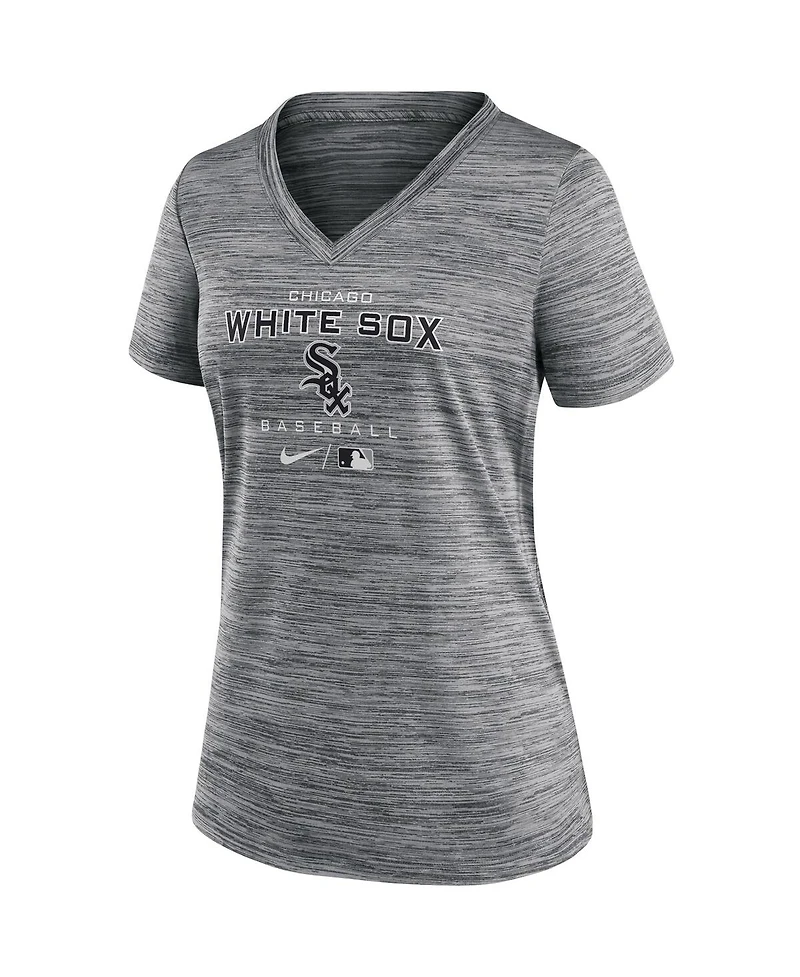 Women's Nike Anthracite Chicago White Sox Authentic Collection Velocity Space-Dye Performance V-Neck T-shirt