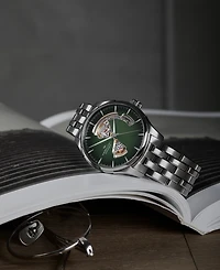 Hamilton Men's Automatic Jazzmaster Open Heart Smoked Green Stainless Steel Bracelet Watch 40mm