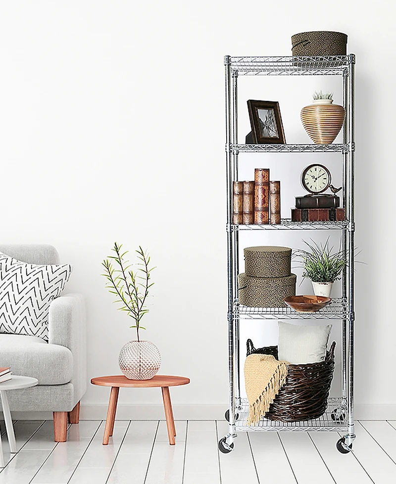 Seville Classics UltraDurable Commercial-Grade 5-Tier Nsf-Certified Steel Wire Wheeled Shelving