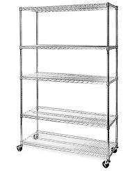 Seville Classics Commercial-Grade 5-Tier Nsf-Certified Steel Wire Wheeled Shelving