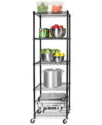Seville Classics UltraDurable Commercial-Grade 5-Tier Nsf-Certified Steel Wire Wheeled Shelving