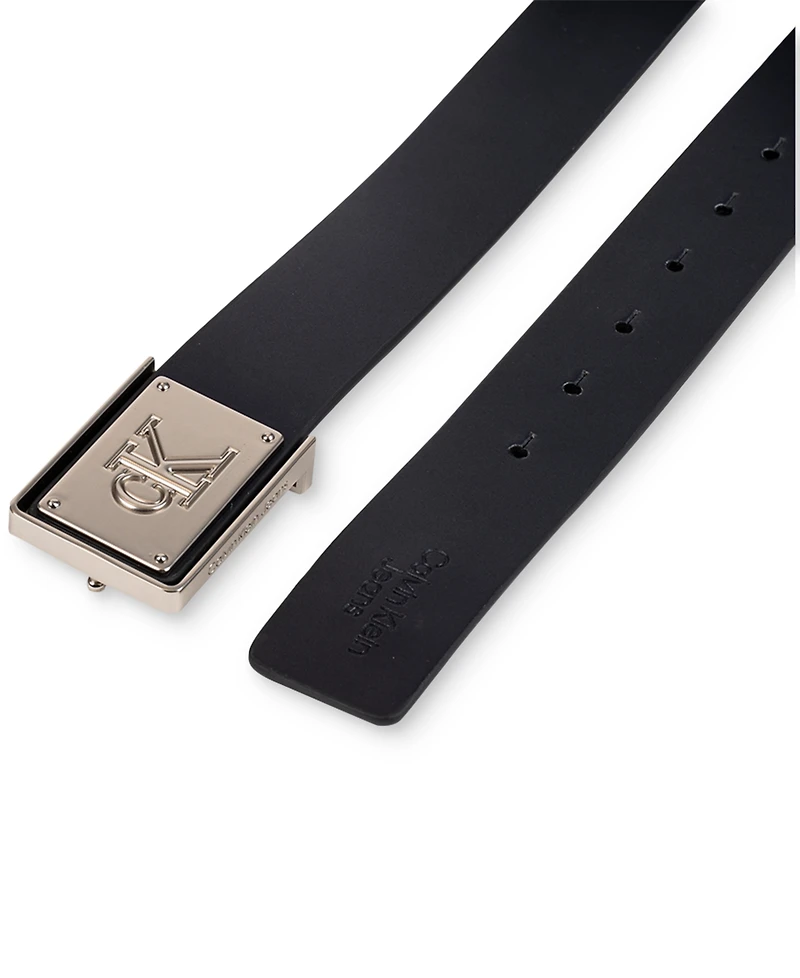 Calvin Klein Men's Ck Plate Plaque Belt