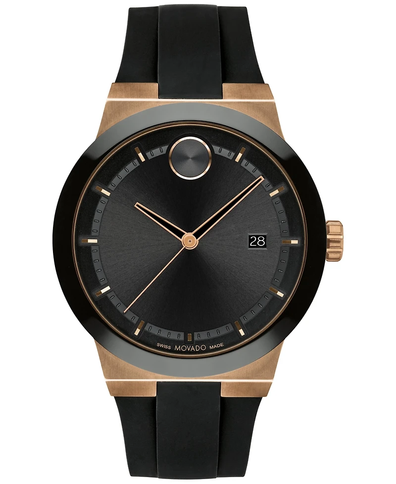 Movado Men's Swiss Fusion Bold Black Silicone Strap Watch 42mm