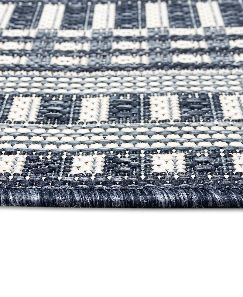 Liora Manne' Malibu Etched Border 1'11" x 7'6" Runner Outdoor Area Rug