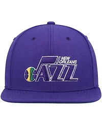 Men's Mitchell & Ness Purple New Orleans Jazz Hardwood Classics Team Ground 2.0 Snapback Hat