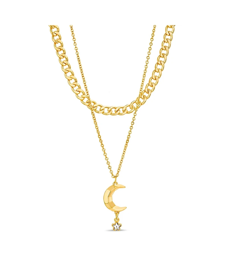 kensie Rhinestone Double Layered Moon Necklace Set