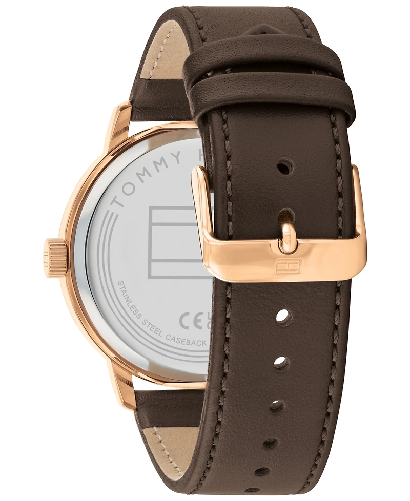 Tommy Hilfiger Men's Brown Leather Strap Watch 44mm
