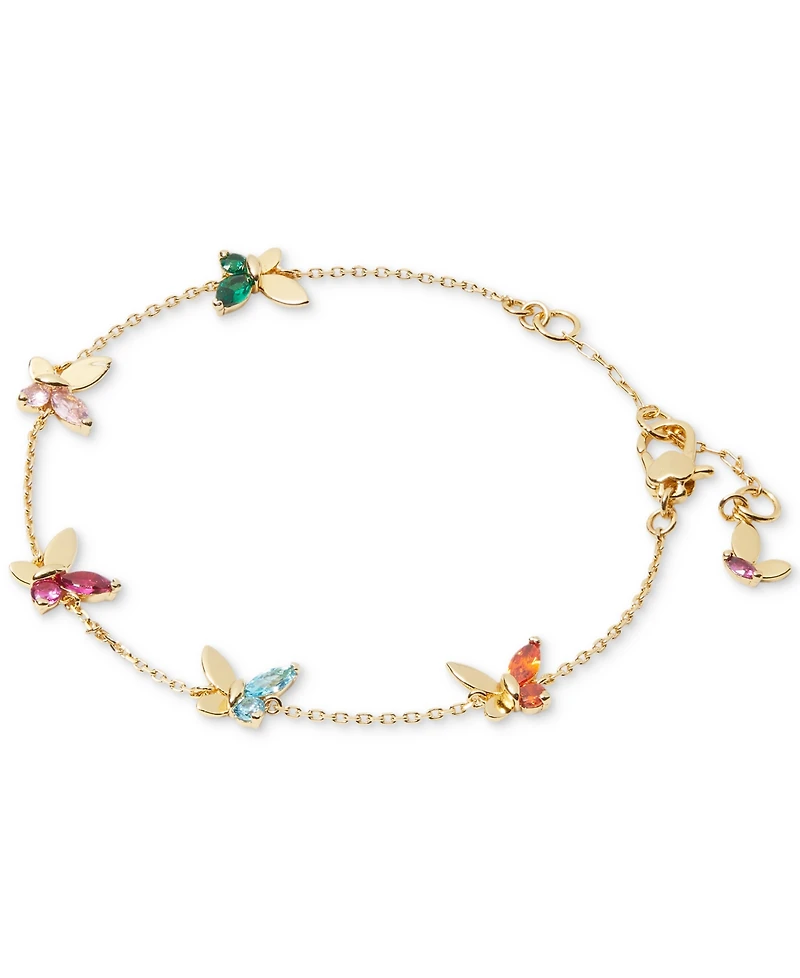 Kate Spade New York Gold-Tone Crystal Social Butterfly Station Bracelet