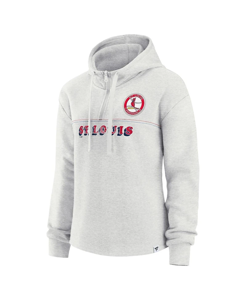 Women's Fanatics Oatmeal St. Louis Cardinals True Classics Legacy Quarter-Zip Hoodie