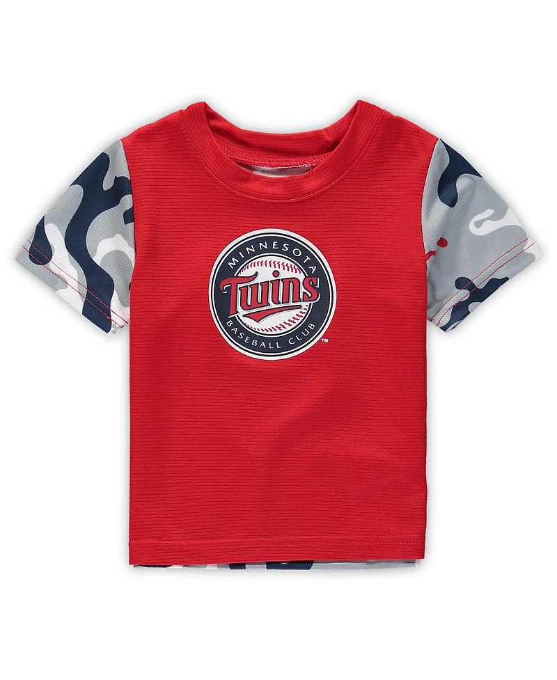 Newborn and Infant Boys Girls Red, Navy Minnesota Twins Pinch Hitter T-shirt Shorts Set