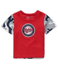 Newborn and Infant Boys Girls Red, Navy Minnesota Twins Pinch Hitter T-shirt Shorts Set