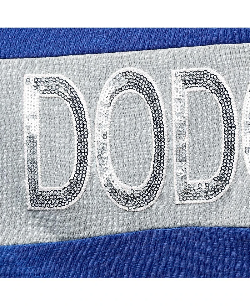 Women's Touch Royal and Gray Los Angeles Dodgers Lead Off Notch Neck T-shirt
