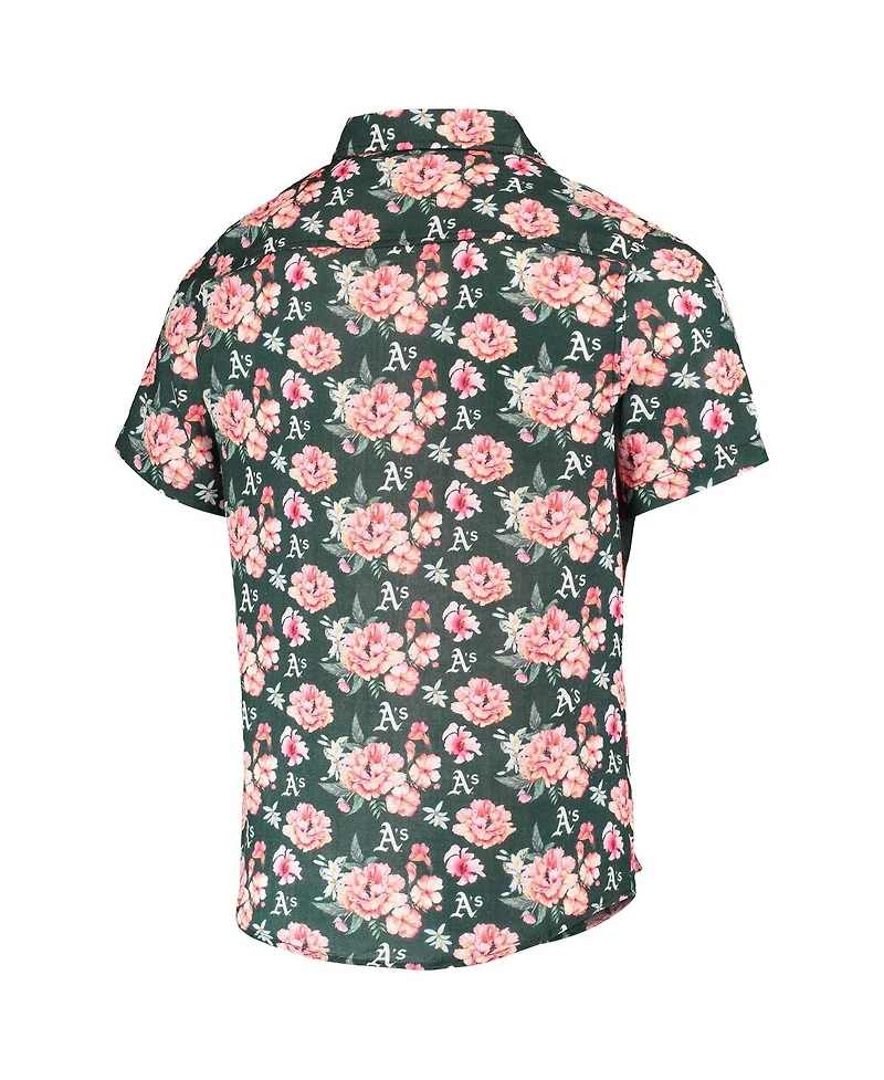 Men's Foco Green Oakland Athletics Floral Linen Button-Up Shirt