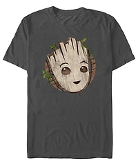 Men's Marvel Film I am Groot Wooden Badge Short Sleeve T-shirt