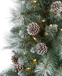 Frosted Tip British Columbia Mountain Pine Artificial Christmas Tree with Lights, Pine Cones Bendable Branches, 72"