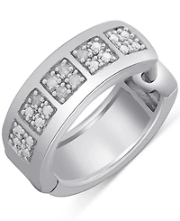Men's Diamond Small Huggie Hoop Earrings (1/20 ct. t.w.) in Sterling Silver, 0.62"