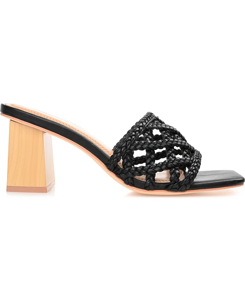 Journee Collection Women's Evvie Braided Block Heel Sandals