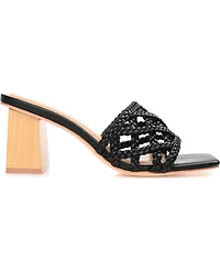 Journee Collection Women's Evvie Braided Block Heel Sandals