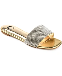 Journee Collection Women's Grayce Rhinestone Flat Sandals