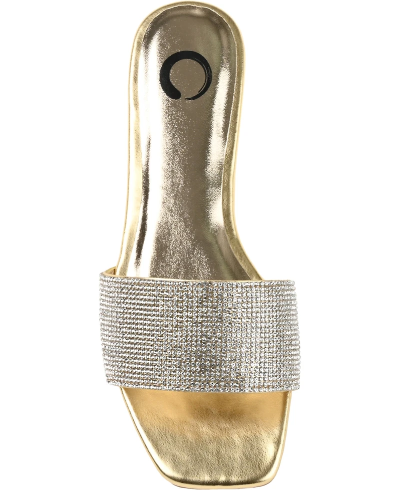 Journee Collection Women's Grayce Rhinestone Flat Sandals