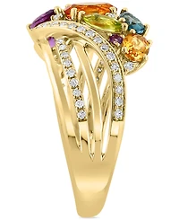 Effy Multi-Gemstone (1-3/4 ct.t.w.) & Diamond (1/4 ct. t.w.) Cluster Statement Ring in 14k Gold